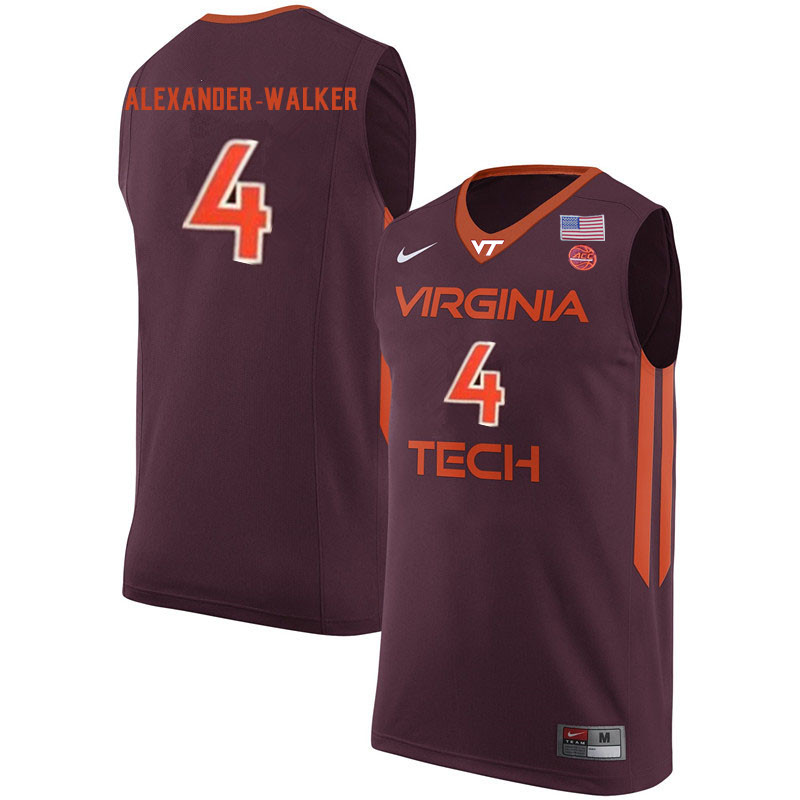 Men #4 Nickeil Alexander-Walker Virginia Tech Hokies College Basketball Jerseys Sale-Maroon